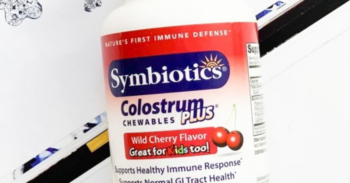 Symbiotic Plus Symbiotics, Colostrum Plus, молозиво, со вкусом вишни, 120 жевательных ...