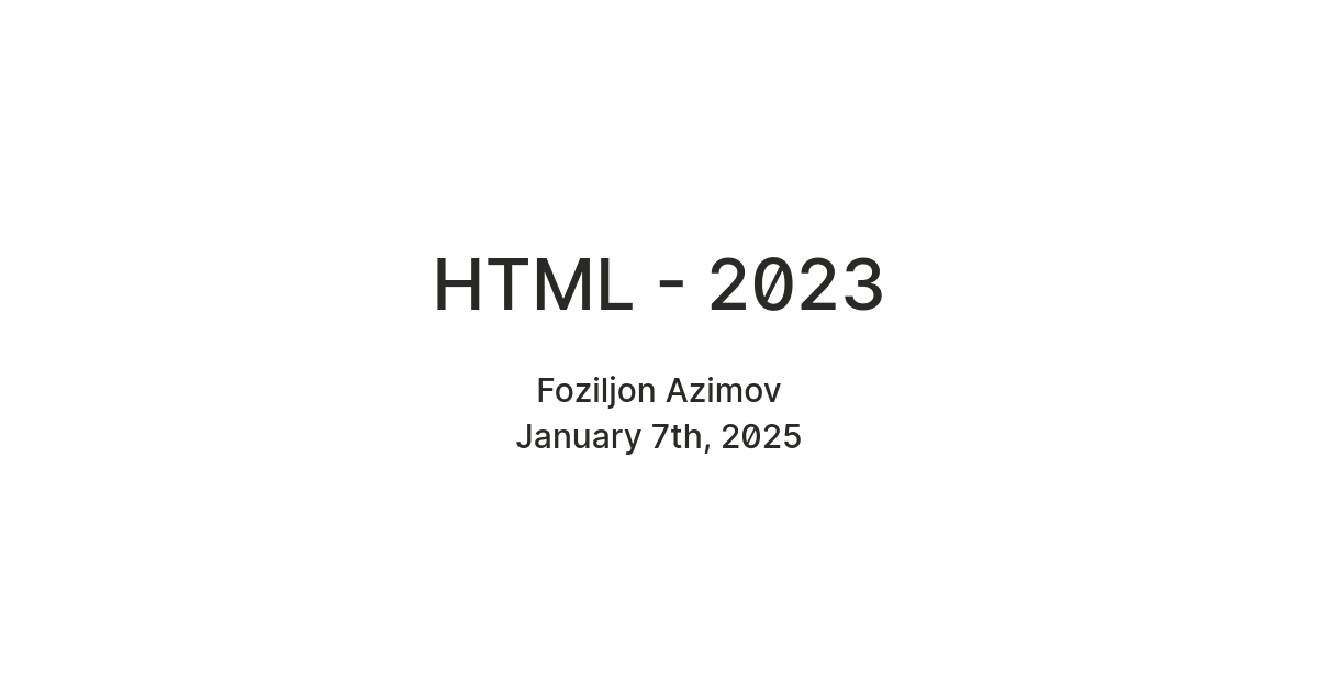 HTML - 2023 | Updated 2025, 2026 — Teletype