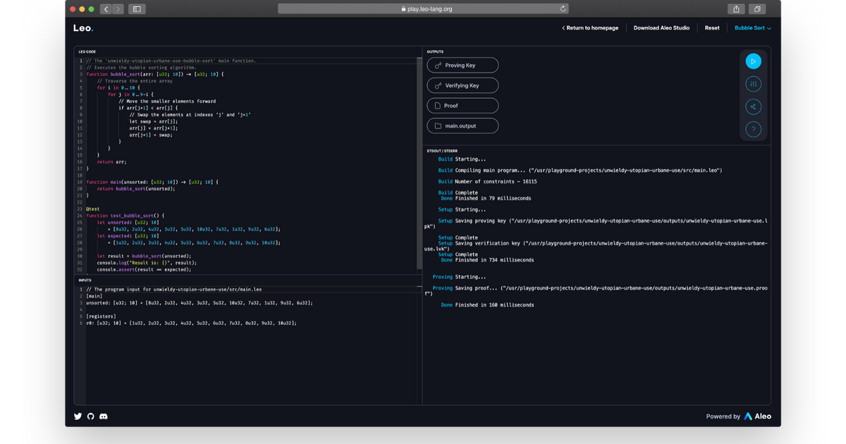 Private applications with Aleo. New language Leo, IDE — Teletype