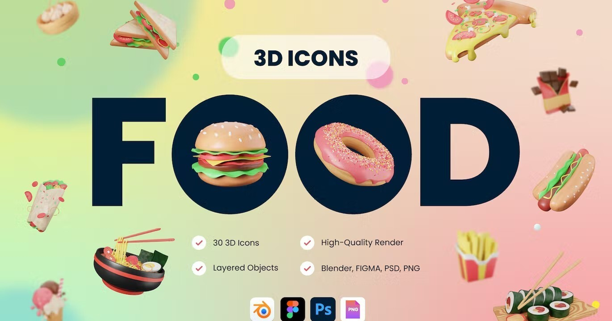 3D Food Icons — Teletype