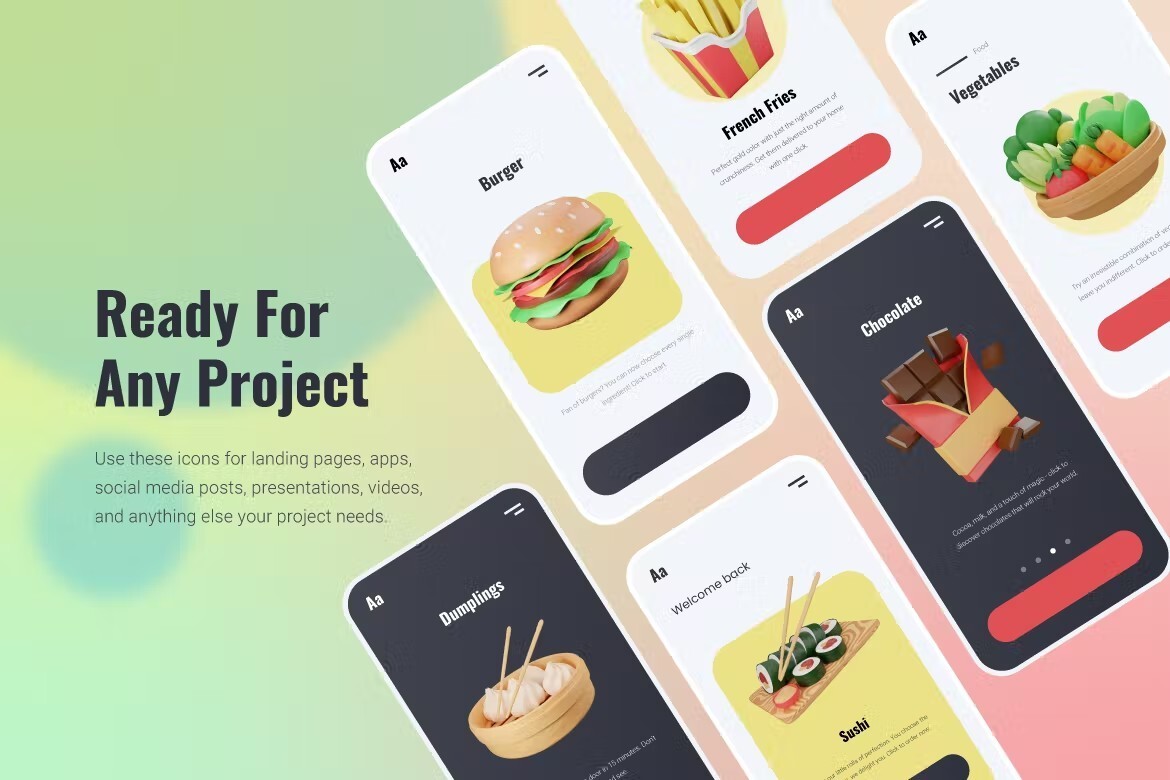 3D Food Icons — Teletype