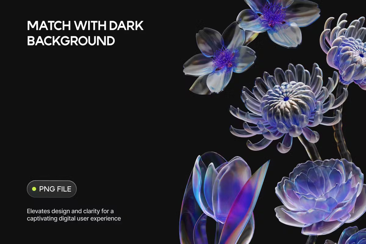 3D Glass Flower Elements — Teletype
