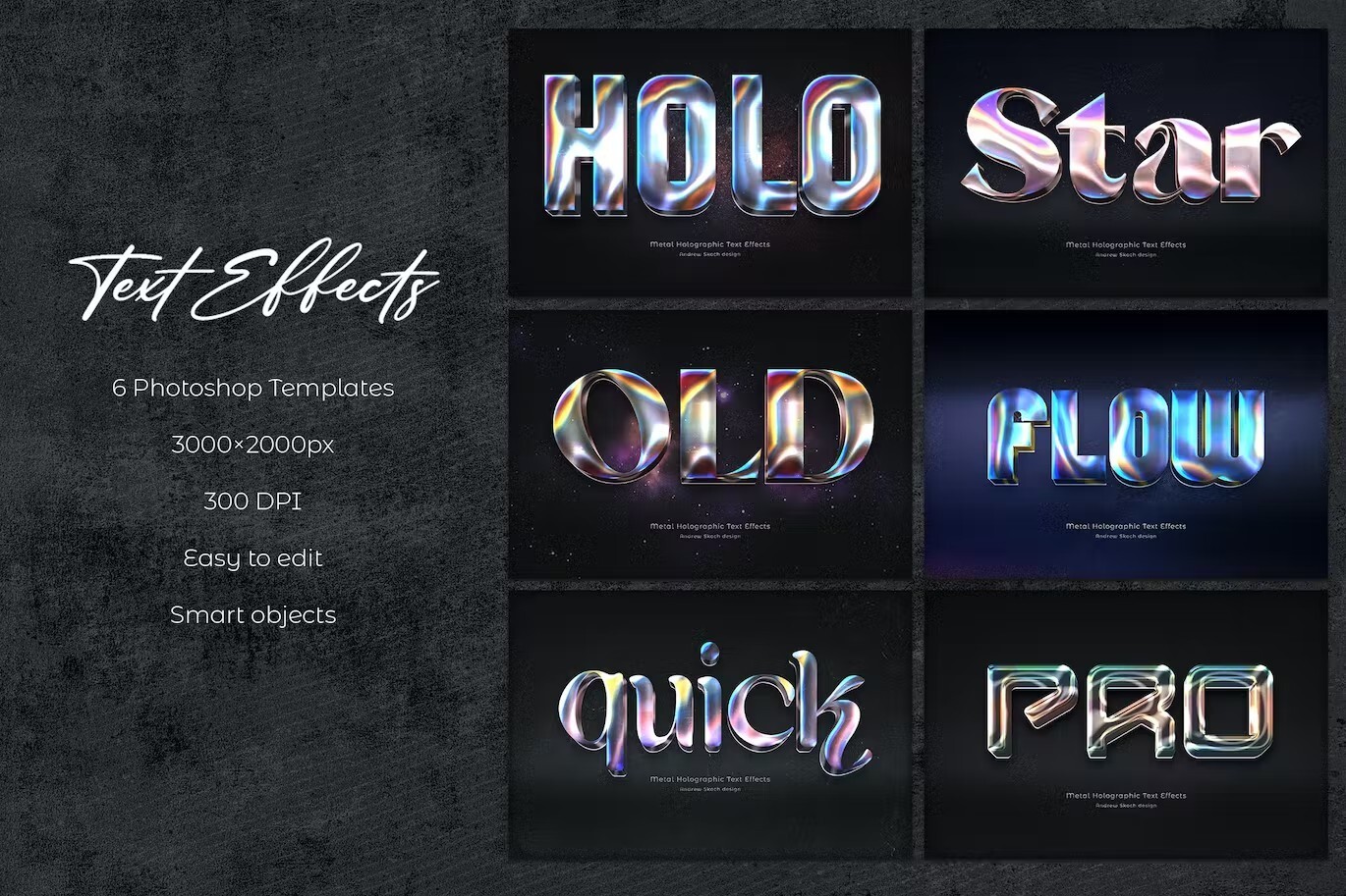 Metal Holographic Text Effects — Teletype