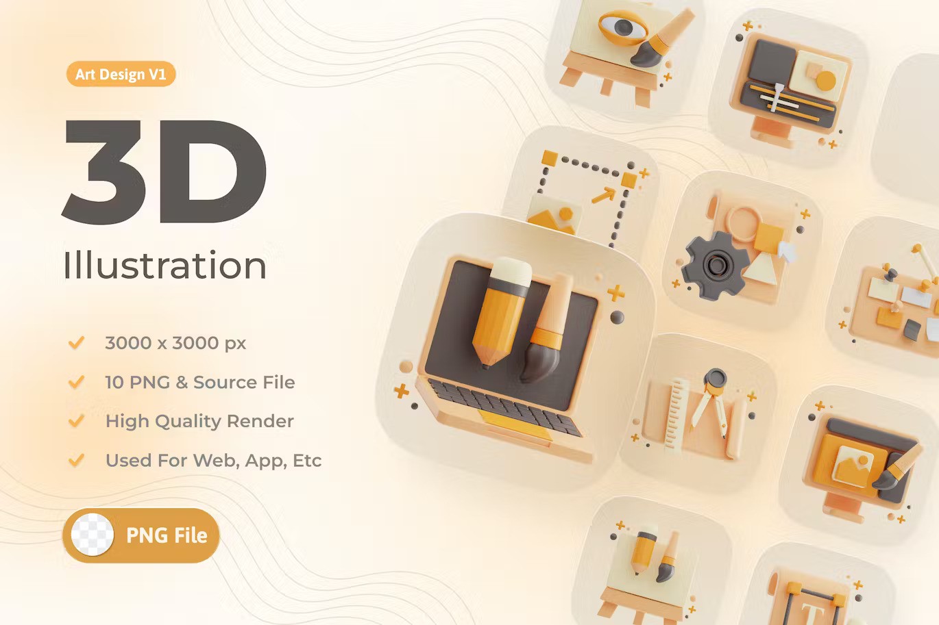 Art Design Set - 3d Illustration — Teletype