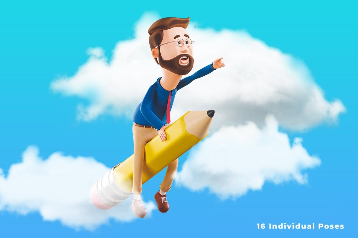 3D Business Characters Set — Teletype