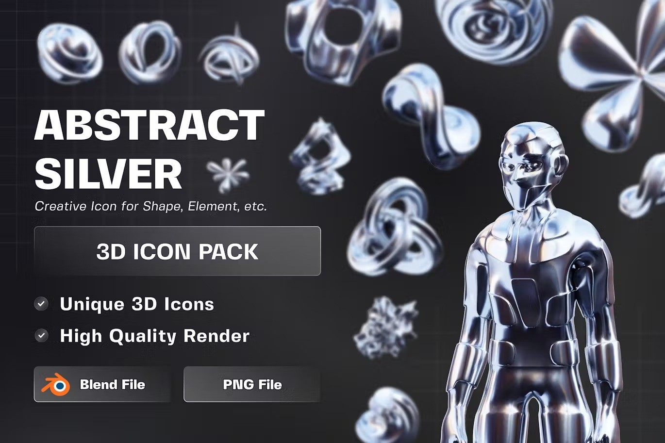 Abstract Silver 3D Illustration Pack — Teletype