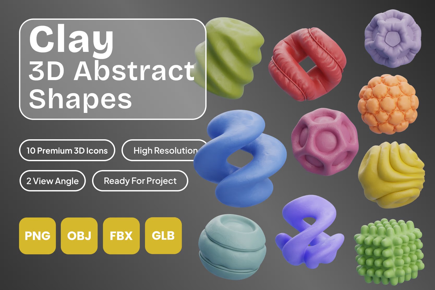 Clay 3D Abstract Shapes — Teletype