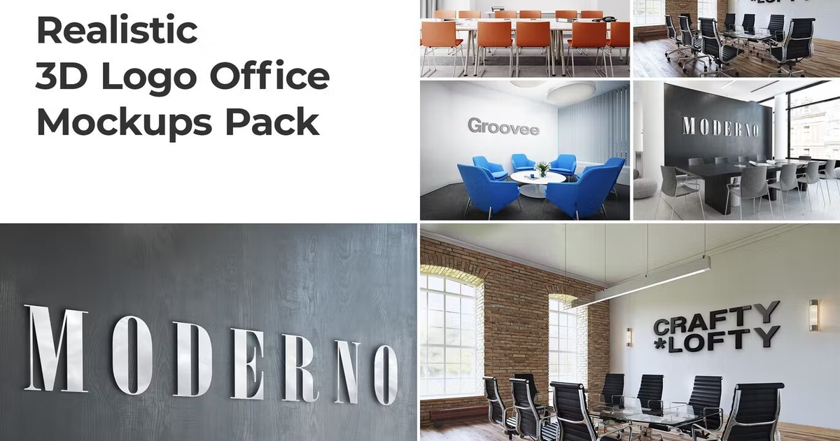 3D Logo Office Mockups Pack — Teletype
